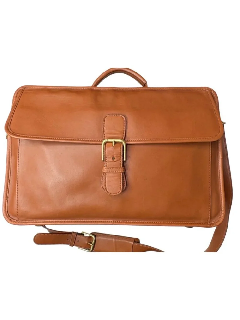 Coach Vintage 90s Double Zip Organizer Business Briefcase #675-0537 Leather Tan